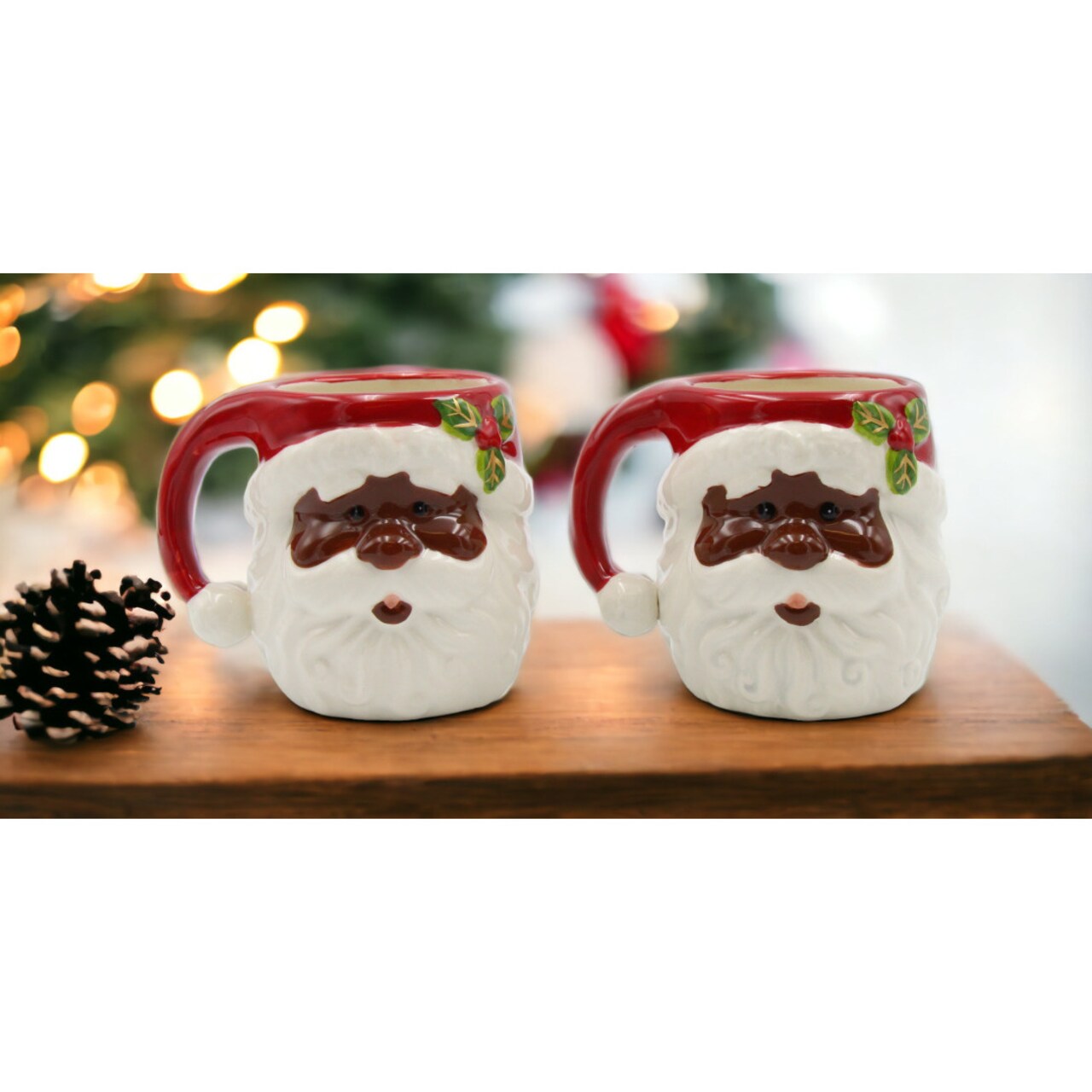 African American Set Of 2 Santa Mug Coffee Mug Gift Idea Any Occasion Holiday